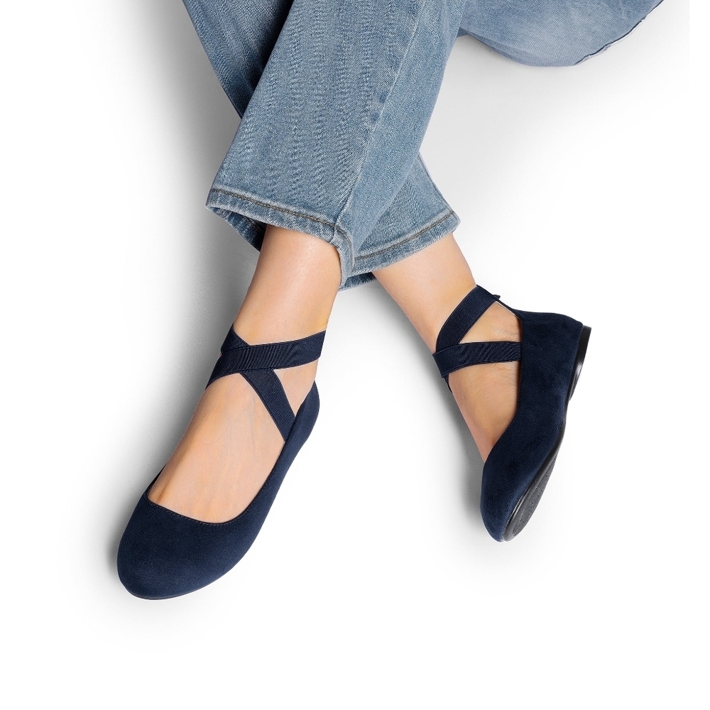 Dream Pairs Navy Cross-Strap Flats
